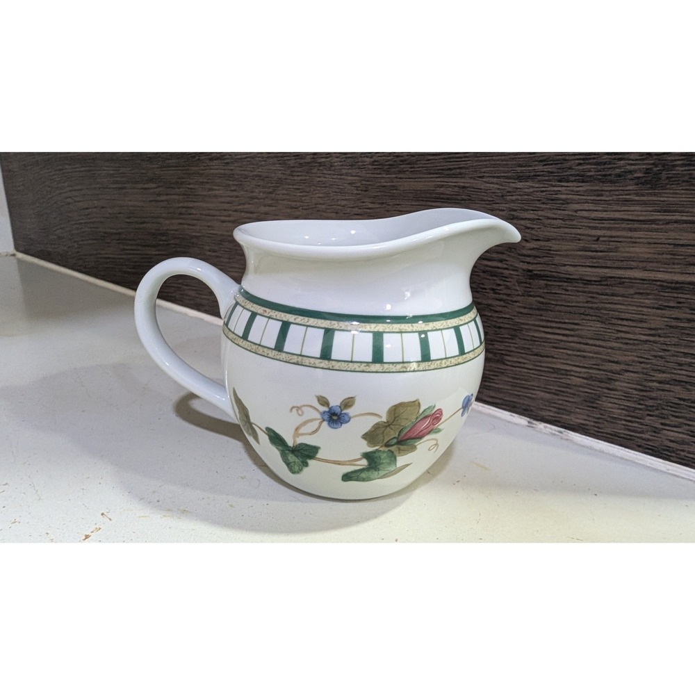 Lenox Casual Images Summer Terrace Creamer Pitcher Floral Green White Ceramic - Picture 3 of 6